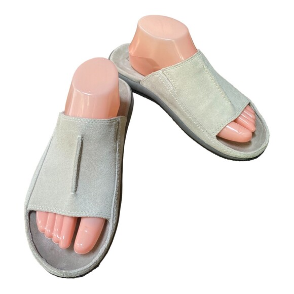 LL Bean Light Gray Suede Leather Slide Slip-On Mule Sandals Women’s 8.5 - Picture 2 of 12
